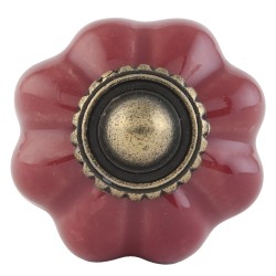 Clayre & Eef Door Knob Ø 3 cm Red Ceramic