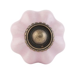 Clayre & Eef Poignée de porte Ø 3 cm Rose Céramique