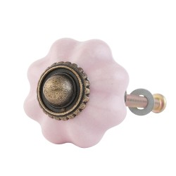 Clayre & Eef Door Knob Ø 3 cm Pink Ceramic