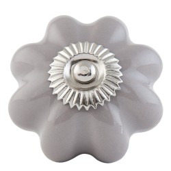 Clayre & Eef Poignée de porte Ø 4 cm Gris Céramique