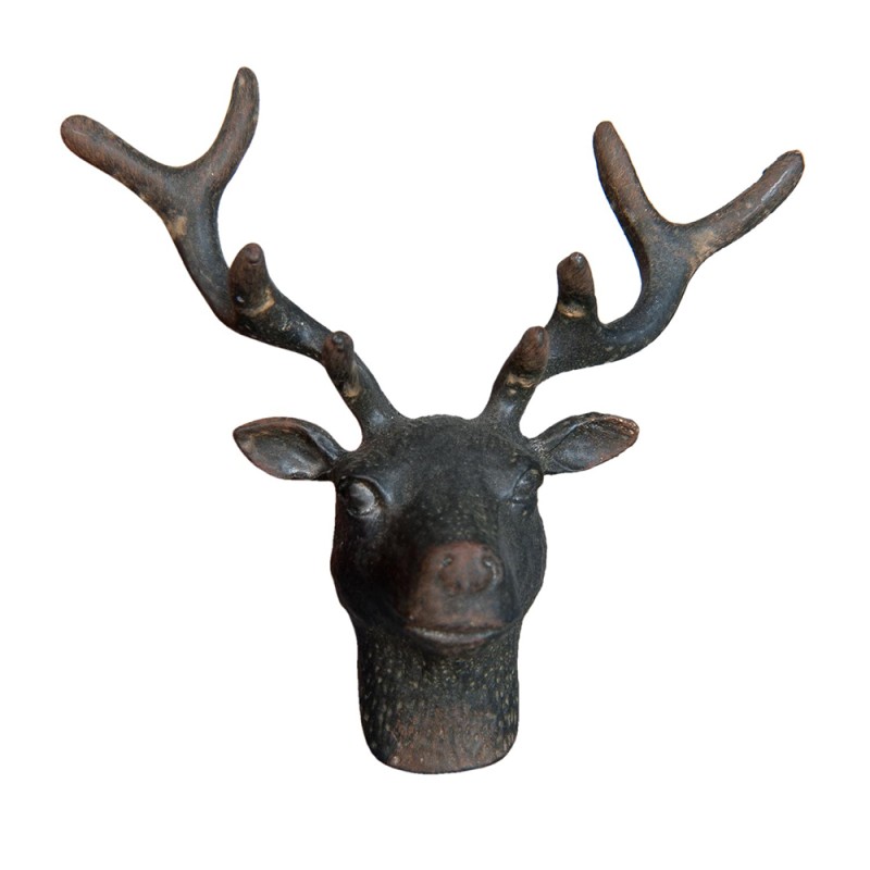 Clayre & Eef Poignée de porte Cerf 7x8x6 cm Noir Marron Fer