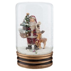 Clayre & Eef Schneekugel Weihnachtsmann Ø 5x9 cm Rot Glas Rund