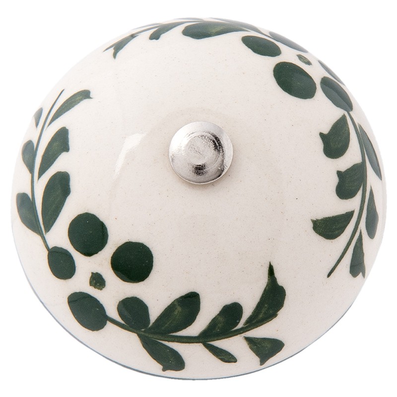 Clayre & Eef Door Knob Ø 4 cm Beige Ceramic Round Flowers