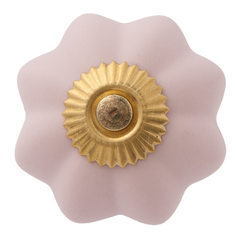 Clayre & Eef Poignée de porte Ø 4 cm Rose Céramique