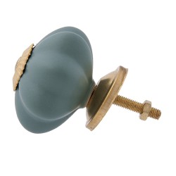 Clayre & Eef Door Knob Ø 4 cm Green Gold colored Ceramic