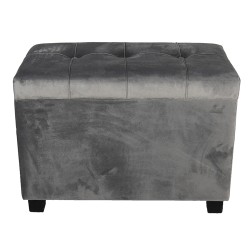 Clayre & Eef Pouf 60x36x43 cm Gris Bois Textile Rectangle