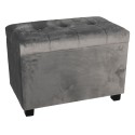 Clayre & Eef Pouf 60x36x43 cm Grey Wood Textile Rectangle