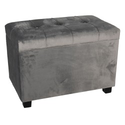 Clayre & Eef Pouf 60x36x43 cm Grau Holz Textil Rechteck