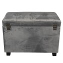 Clayre & Eef Pouf 60x36x43 cm Grey Wood Textile Rectangle