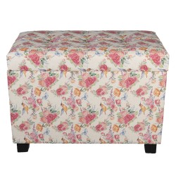 Clayre & Eef Pouf 60x36x43 cm Rose Bois Textile Rectangle