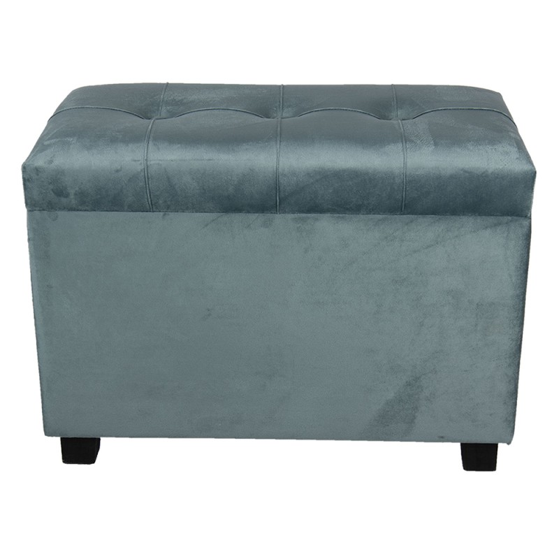 Clayre & Eef Pouf 60x36x43 cm Verde Legno Tessuto Rettangolo