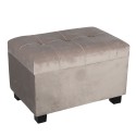 Clayre & Eef Pouf 50x34x33 cm Beige Holz Textil Rechteck