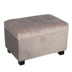 Clayre & Eef Pouf 50x34x33 cm Beige Wood Textile Rectangle