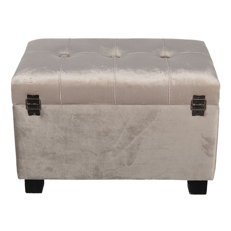 Clayre & Eef Pouf 50x34x33 cm Beige Holz Textil Rechteck