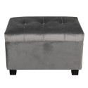 Clayre & Eef Pouf 50x34x33 cm Grey Wood Textile Rectangle