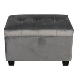 Clayre & Eef Pouf 50x34x33 cm Gris Bois Textile Rectangle