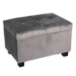 Clayre & Eef Pouf 50x34x33 cm Grigio Legno Tessuto Rettangolo