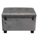 Clayre & Eef Pouf 50x34x33 cm Grey Wood Textile Rectangle