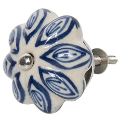 Clayre & Eef Door Knob Ø 5 cm Blue Beige Ceramic