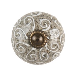 Clayre & Eef Poignée de porte Ø 4 cm Gris Marron Céramique Rond