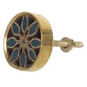 Clayre & Eef Door Knob Ø 4 cm Gold colored Brown Ceramic Round Flower