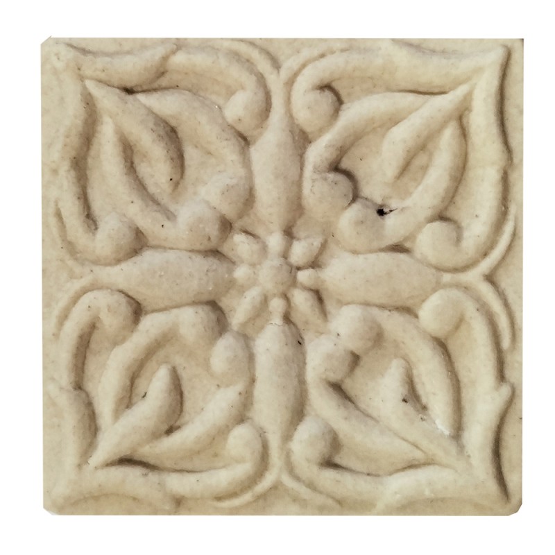 Clayre & Eef Deurknop  4x4 cm Beige Keramiek Vierkant