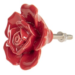 Clayre & Eef Poignée de porte Ø 4 cm Rouge Céramique Rose