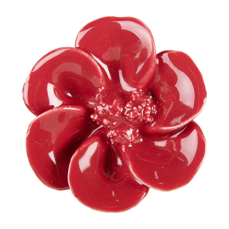 Clayre & Eef Pomello Ø 4 cm Rosso Ceramica Fiore