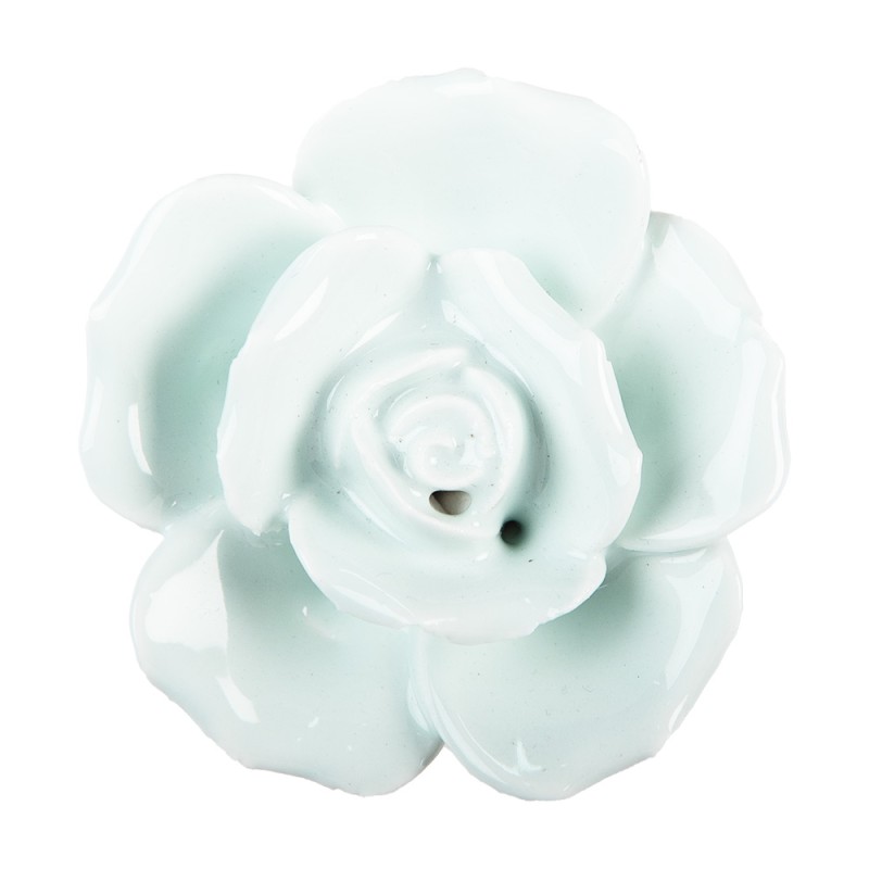 Clayre & Eef Door Knob Ø 4 cm Green Ceramic Rose