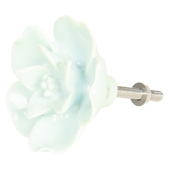 Clayre & Eef Poignée de porte Ø 4 cm Vert Céramique Fleur