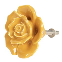 Clayre & Eef Door Knob Ø 4 cm Yellow Ceramic Flower