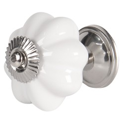 Clayre & Eef Door Knob Ø 4 cm White Ceramic