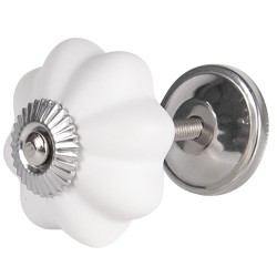 Clayre & Eef Door Knob Ø 4 cm White Ceramic