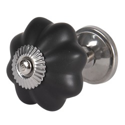 Clayre & Eef Door Knob Ø 4 cm Black Ceramic