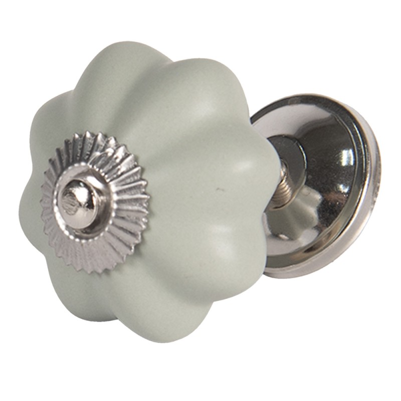 Clayre & Eef Poignée de porte Ø 4 cm Gris Céramique