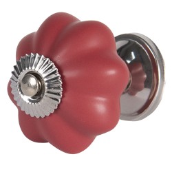 Clayre & Eef Poignée de porte Ø 4 cm Rouge Céramique