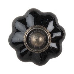 Clayre & Eef Door Knob Ø 4 cm Black Ceramic