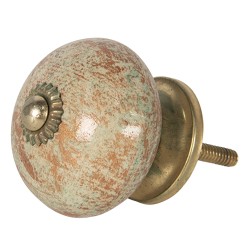 Clayre & Eef Door Knob Ø 4x4 cm Brown Ceramic Round