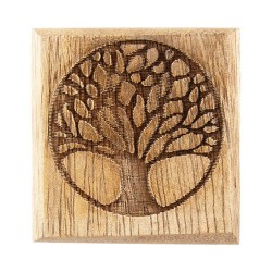 Clayre & Eef Poignée de porte 4x2x4 cm Marron Bois Carré Arbre