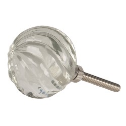 Clayre & Eef Poignée de porte Ø 4 cm Transparent Verre Rond