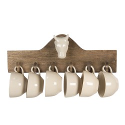 Clayre & Eef Portatasse set di 6 48x9x17 cm Marrone Legno  Rettangolo Mucca