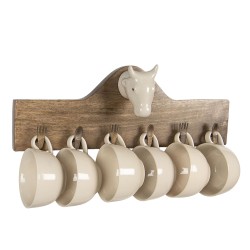 Clayre & Eef Mokkenrek Set van 6  48x9x17 cm Bruin Hout Rechthoek Koe