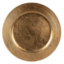 Clayre & Eef Charger Plate Ø 33 cm Gold colored Plastic Round