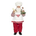 Clayre & Eef Beeld Kerstman 28 cm Rood Wit Textiel