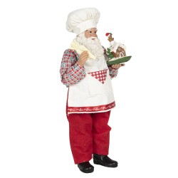 Clayre & Eef Statuetta Babbo Natale  28 cm Rosso Bianco  Tessuto