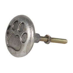 Clayre & Eef Poignée de porte Ø 4 cm Couleur argent Fer Rond Patte de chien