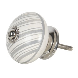 Clayre & Eef Door Knob Ø 4 cm White Ceramic Round