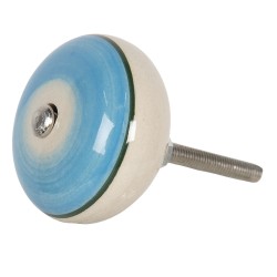 Clayre & Eef Poignée de porte Ø 4 cm Bleu Céramique Rond