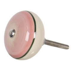 Clayre & Eef Poignée de porte Ø 4 cm Rose Céramique Rond