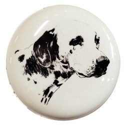 Clayre & Eef Poignée de porte Ø 4 cm Blanc Céramique Rond Chien